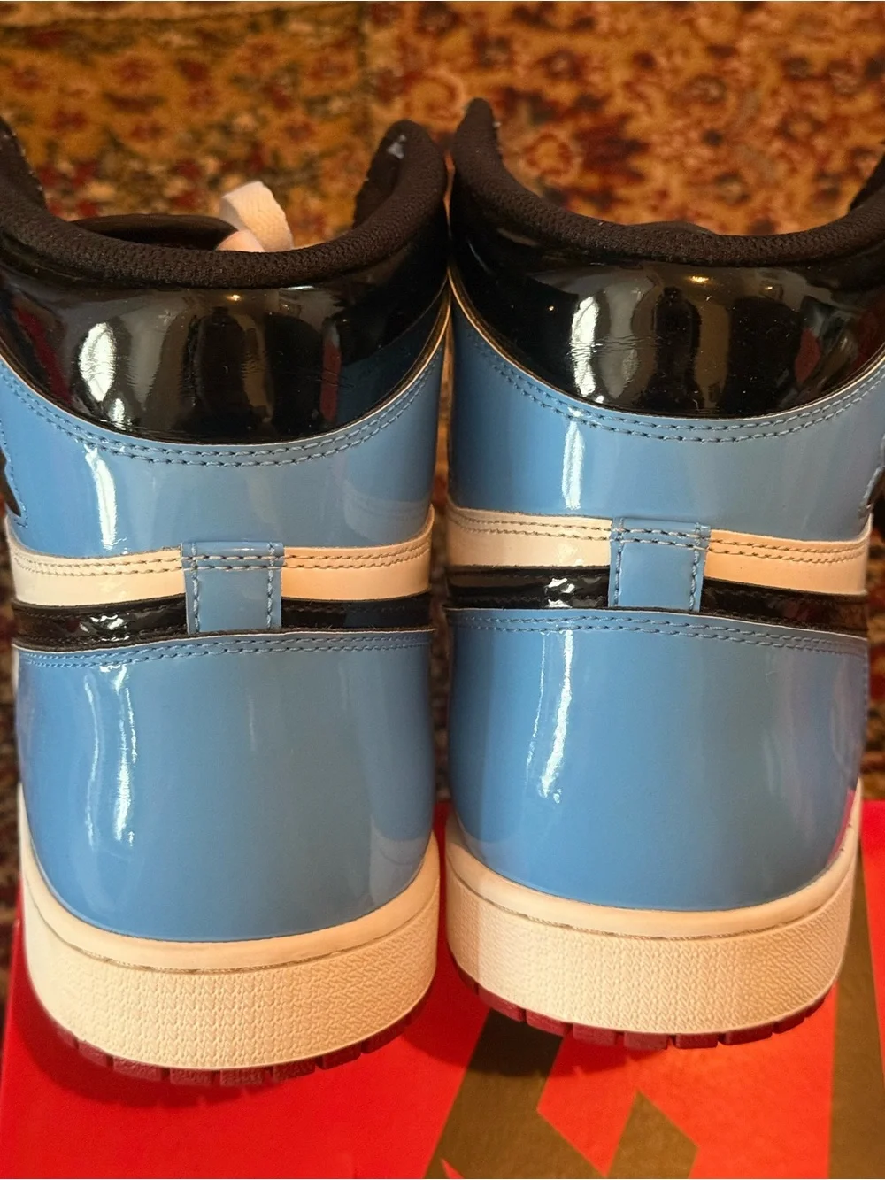 Jordan 1 High OG Red White Blue Black Patent Leather Sneakers